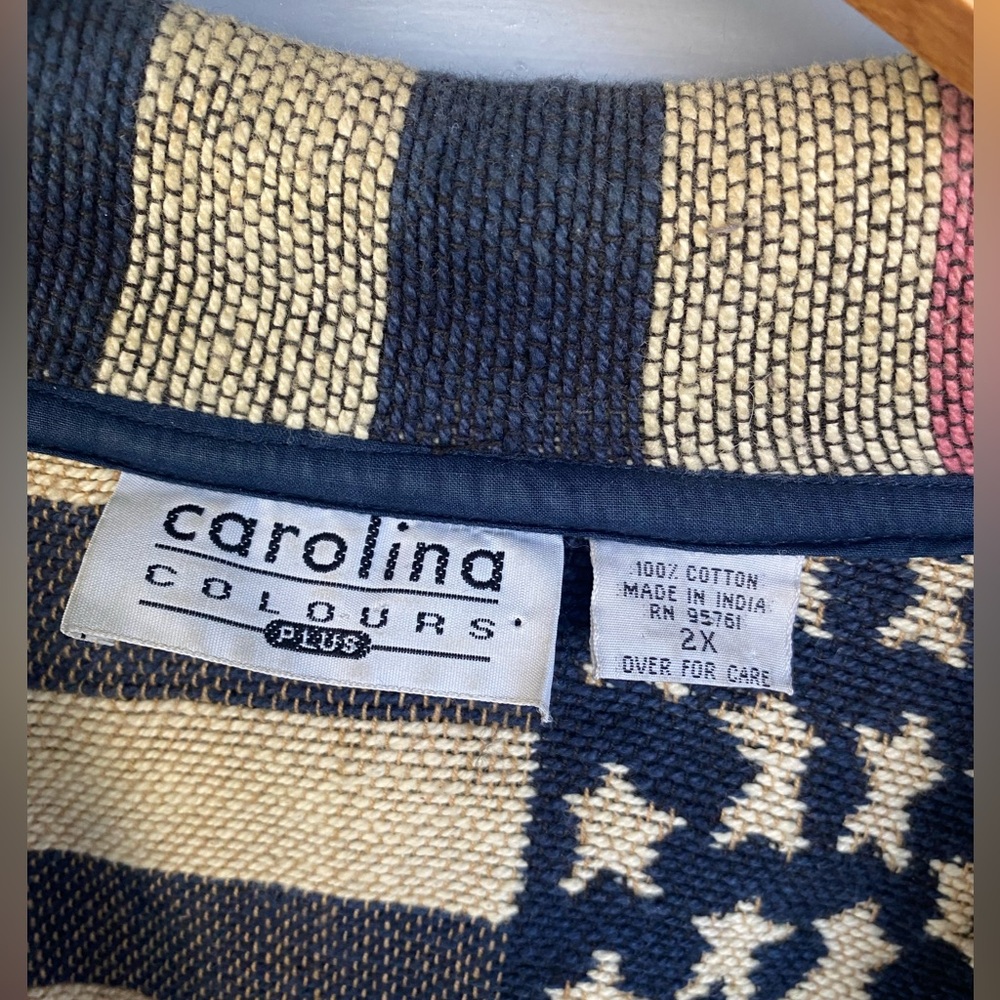 Vintage Carolina Colours Hand Woven Tapestry Jacket Stars & Stripes 2X - Picture 2 of 5